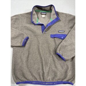 Patagonia Synchilla Men's XS Grey Purple Fleece Pullover 1/4 Snap UP